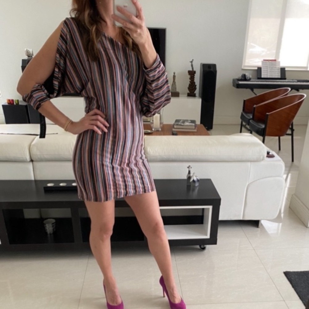 Karina Grimaldi Multi Color Stripe Mini Dress - Picture 7 of 7